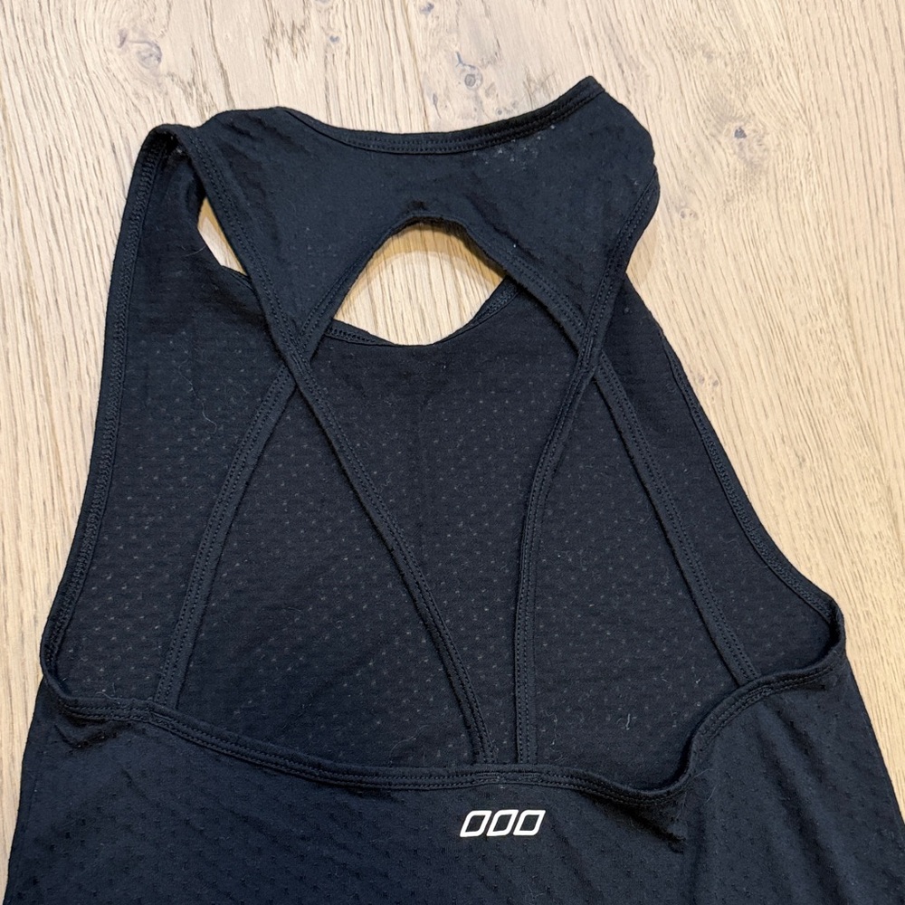 Lorna Jane Black Dot Tank Top with Keyhole Back